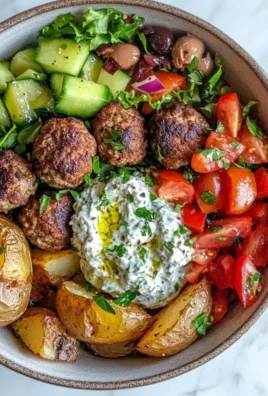 Delicious Greek Meatball Bowl with fresh ingredients and savory meatballs