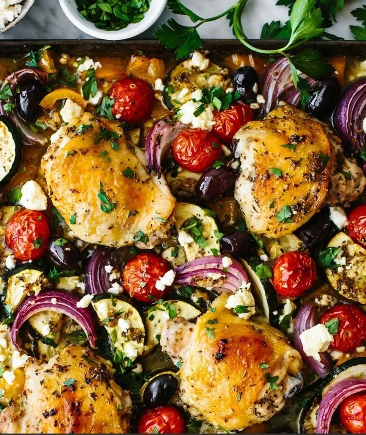 Delicious Greek Sheet Pan Chicken recipe with vibrant vegetables
