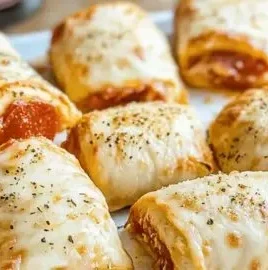 Plate of delicious low-calorie pizza rolls, perfect for a healthy snack.