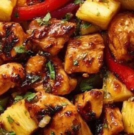 Hawaiian Chicken Sheet Pan with vibrant vegetables and pineapple