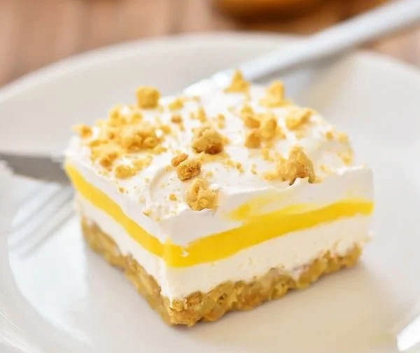 Heavenly Lemon Oreo Dessert with lemon layers and Oreo crust