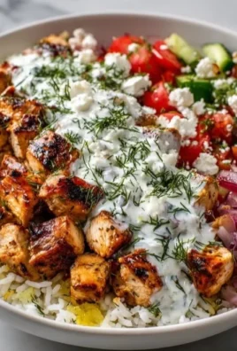 High protein Mediterranean lemon-dill chicken bowls with fresh vegetables