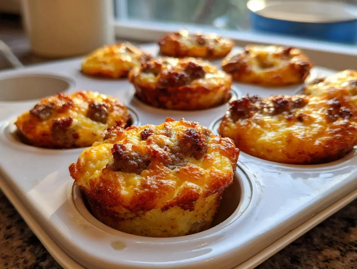 High-Protein Pancake Sausage Mini Muffins with 12g protein, perfect breakfast option.