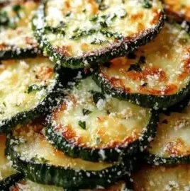 Crunchy Garlic Parmesan Roasted Zucchini on a serving plate