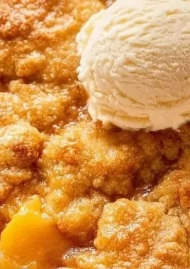 Joanna Gaines' homemade Peach Cobbler served in a rustic dish