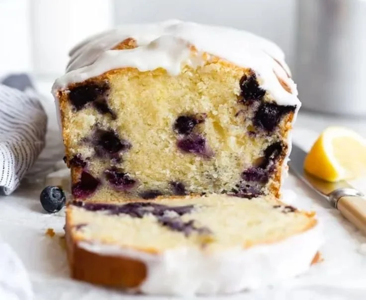 Lemon Blueberry Pound Cake with fresh blueberries and lemon zest