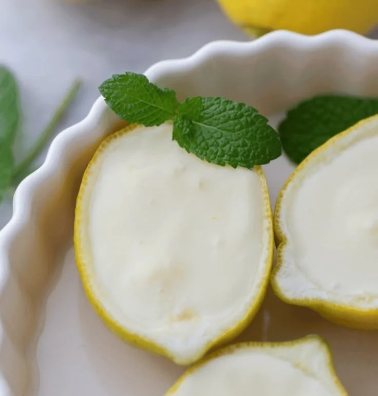 Deliciously creamy Lemon Posset dessert garnished with lemon zest