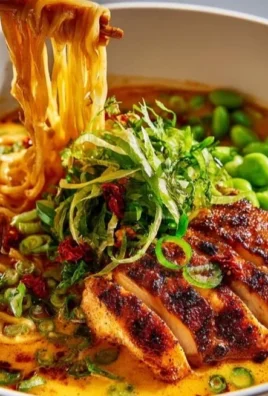 Bowl of Marry Me Chicken Ramen garnished with fresh herbs and spices