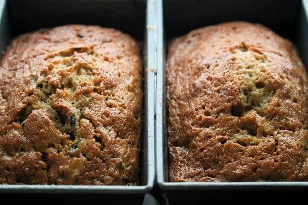 Delicious slice of super-moist zucchini bread fresh from the oven