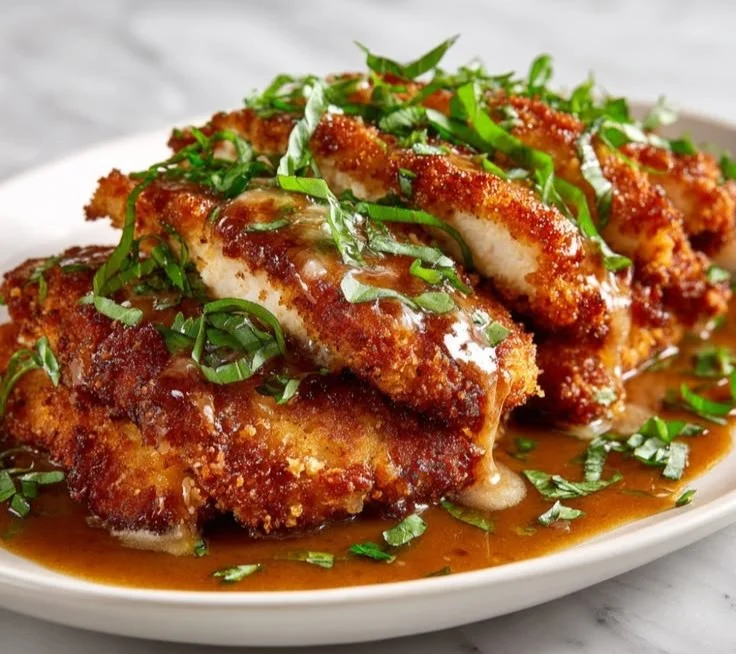 Delicious Parmesan Crusted Chicken ready to serve on a plate