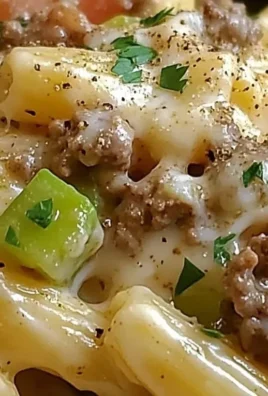 Delicious Philly Cheesesteak Pasta served with peppers and cheese