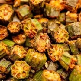 Delicious roasted okra served as a healthy side dish