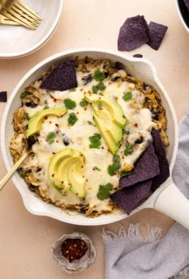 Salsa Verde Chicken & Rice Skillet with fresh ingredients