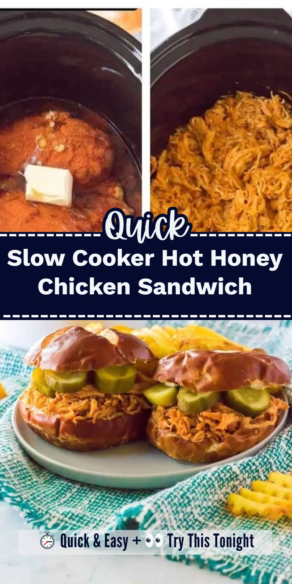 Slow Cooker Hot Honey Chicken Sandwich