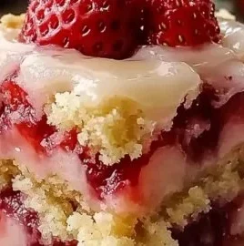 Delicious strawberry shortcake bars with whipped cream and fresh strawberries