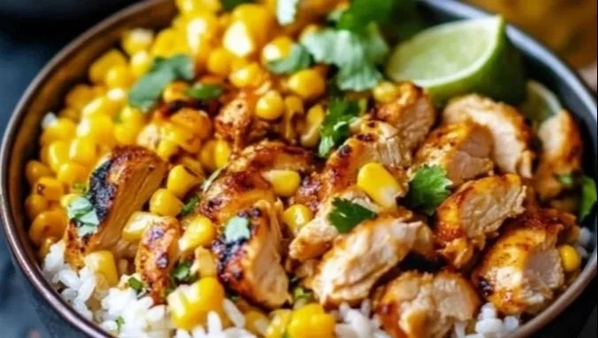 Street Corn Chicken Rice Bowl