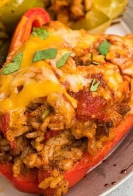 Fork digging into a delicious taco stuffed pepper filled with seasoned meat and veggies.
