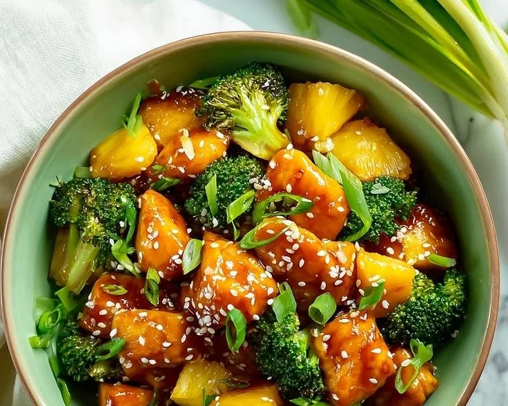 Teriyaki Sheet Pan Pineapple Chicken and Broccoli