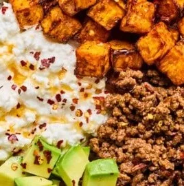 Viral Cottage Cheese Taco Bowl with fresh toppings and high protein content.
